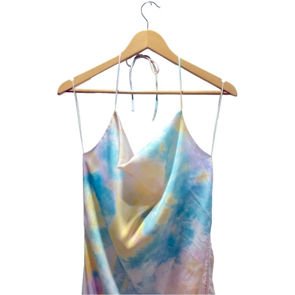 ZARA Tie Dye Satin Slip Midi Dress Size Small - Picture 4 of 16